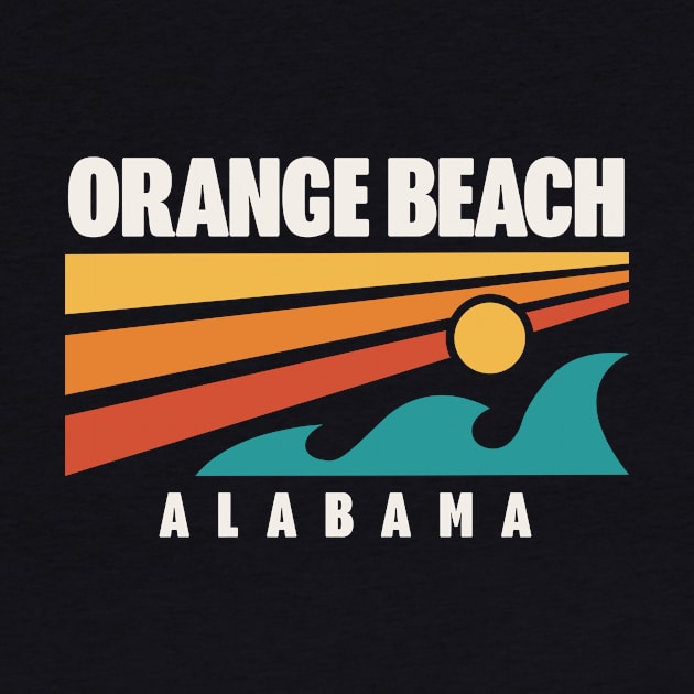 Orange Beach Alabama Retro Vintage Style Waves by PodDesignShop